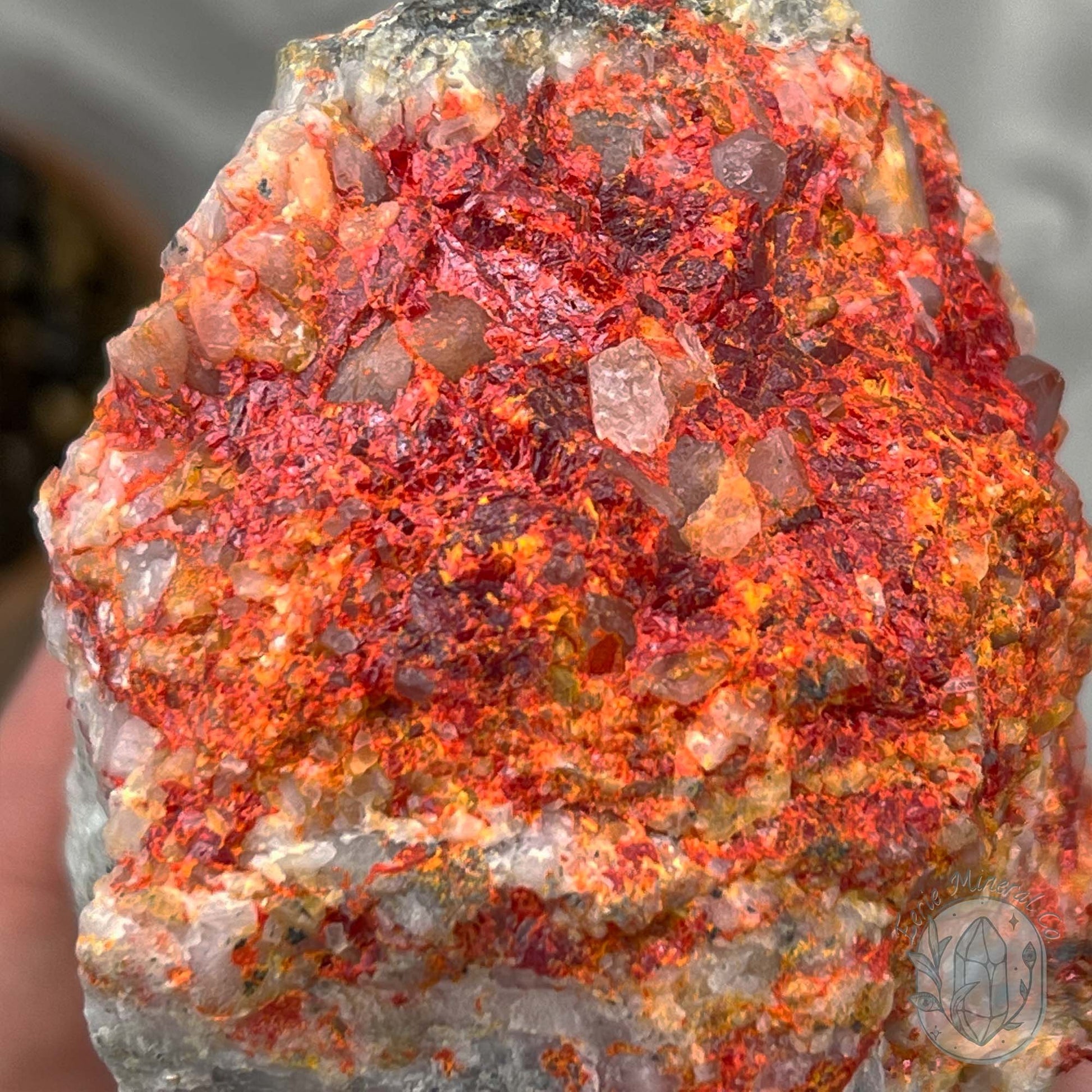 Realgar or "Ruby Sulfur" with Quartz Specimen