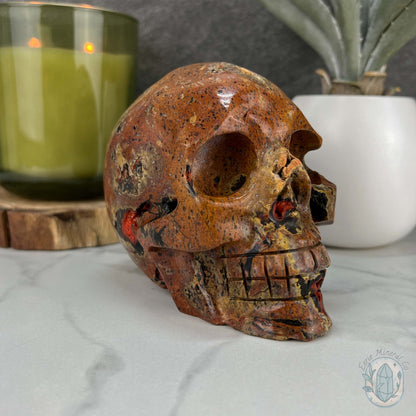 Rare Volcanic Red Fox (Orrelanite) Botryoidal Agate Skull Carving