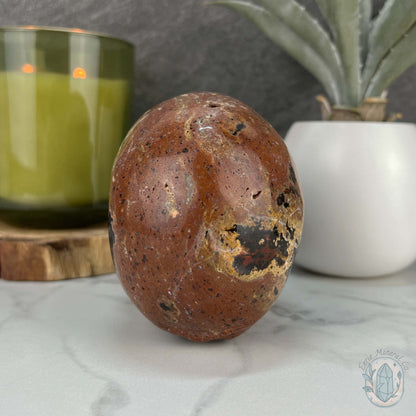 Volcanic Red Fox (Orrelanite) Botryoidal Agate Skull Carving