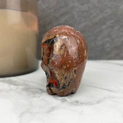 Rare Volcanic Red Fox (Orrelanite) Botryoidal Agate Skull Carving