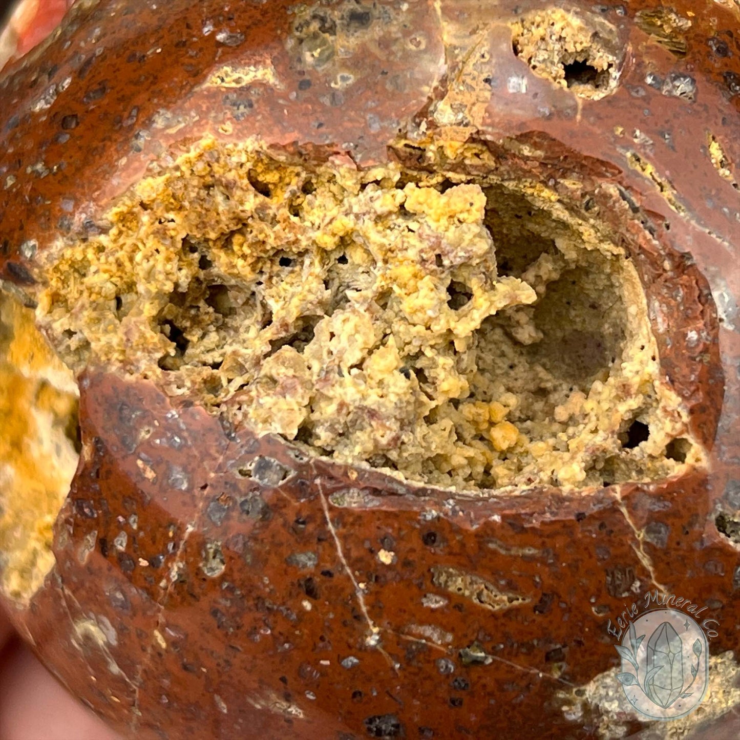 77mm Volcanic Red Fox (Orrelanite) Botryoidal Agate Sphere