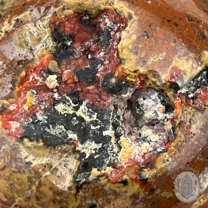 77mm Volcanic Red Fox (Orrelanite) Botryoidal Agate Sphere