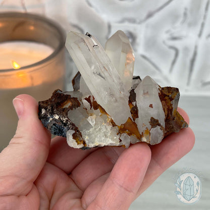 Red Hematite with Quartz Cluster Specimen