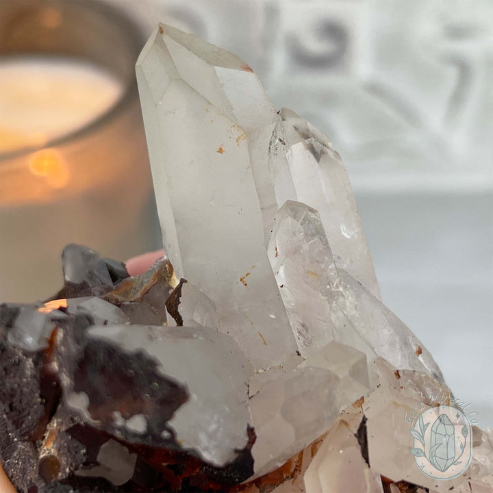 Red Hematite with Quartz Cluster Specimen