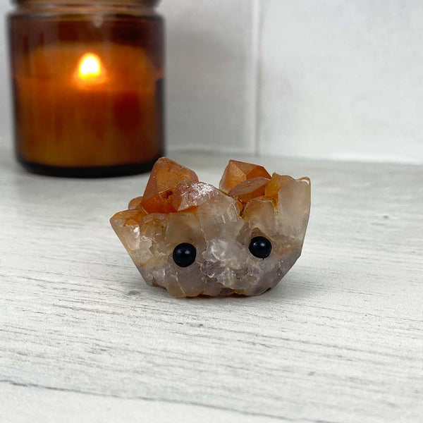 Red Quartz Cluster Specimen Hedgehog Carving