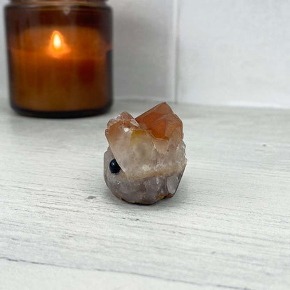 Red Quartz Cluster Specimen Hedgehog Carving