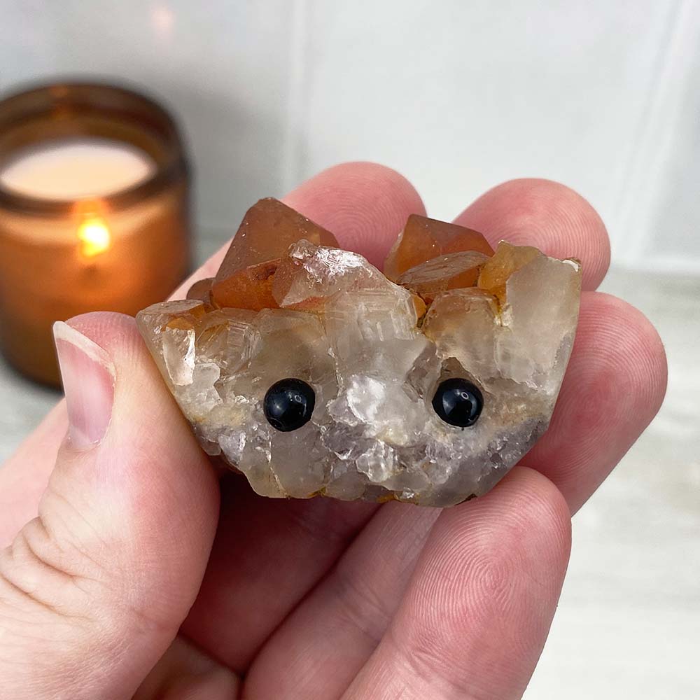 Red Quartz Cluster Specimen Hedgehog Carving