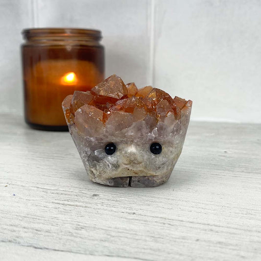 Red Quartz Cluster Specimen Hedgehog Carving