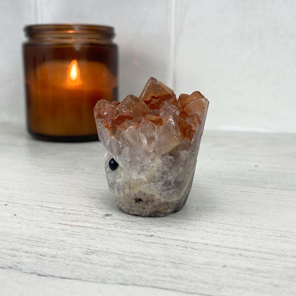 Red Quartz Cluster Specimen Hedgehog Carving