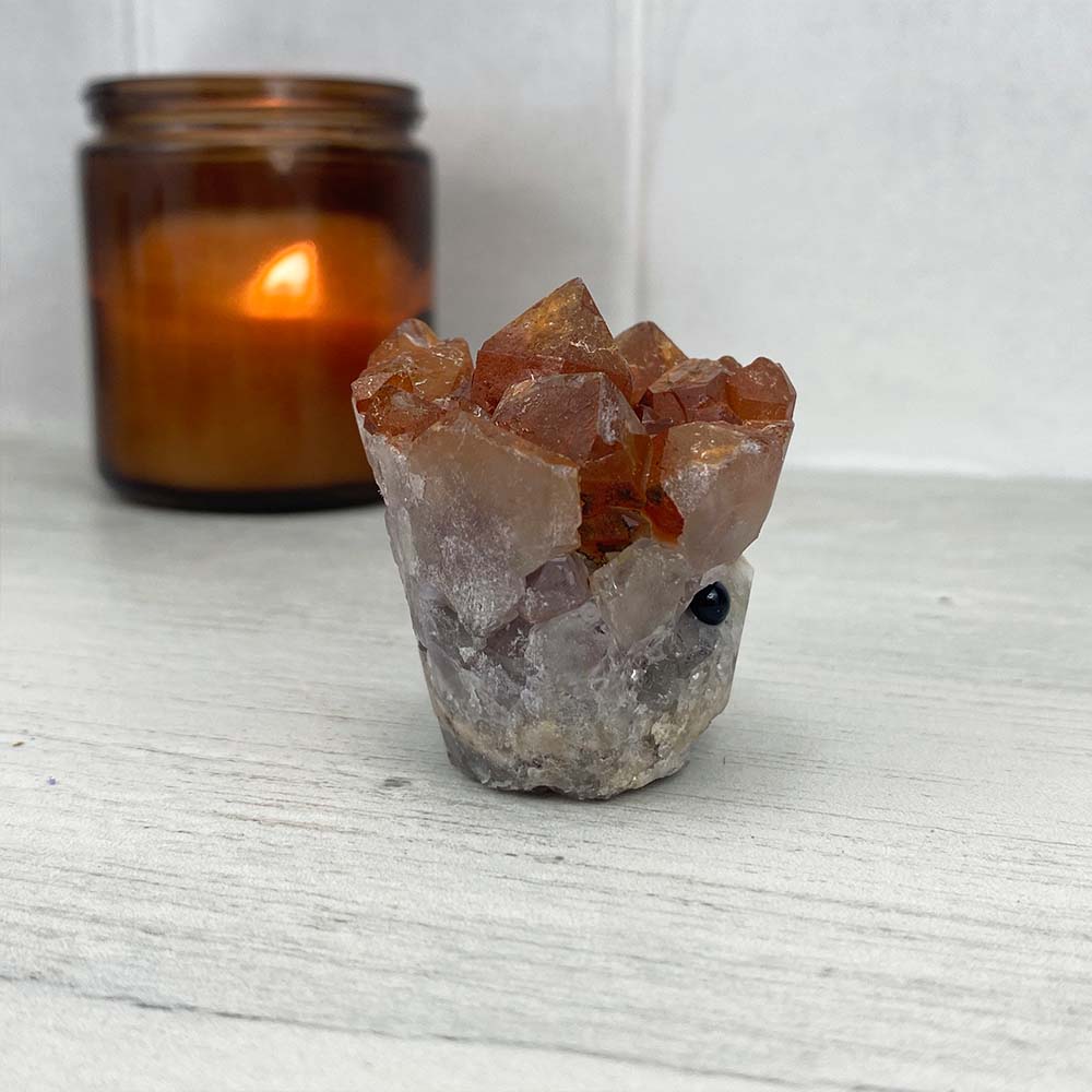 Red Quartz Cluster Specimen Hedgehog Carving