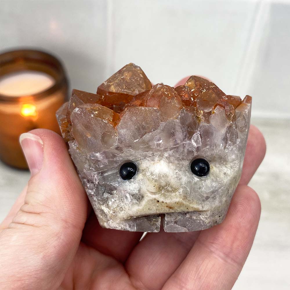 Red Quartz Cluster Specimen Hedgehog Carving