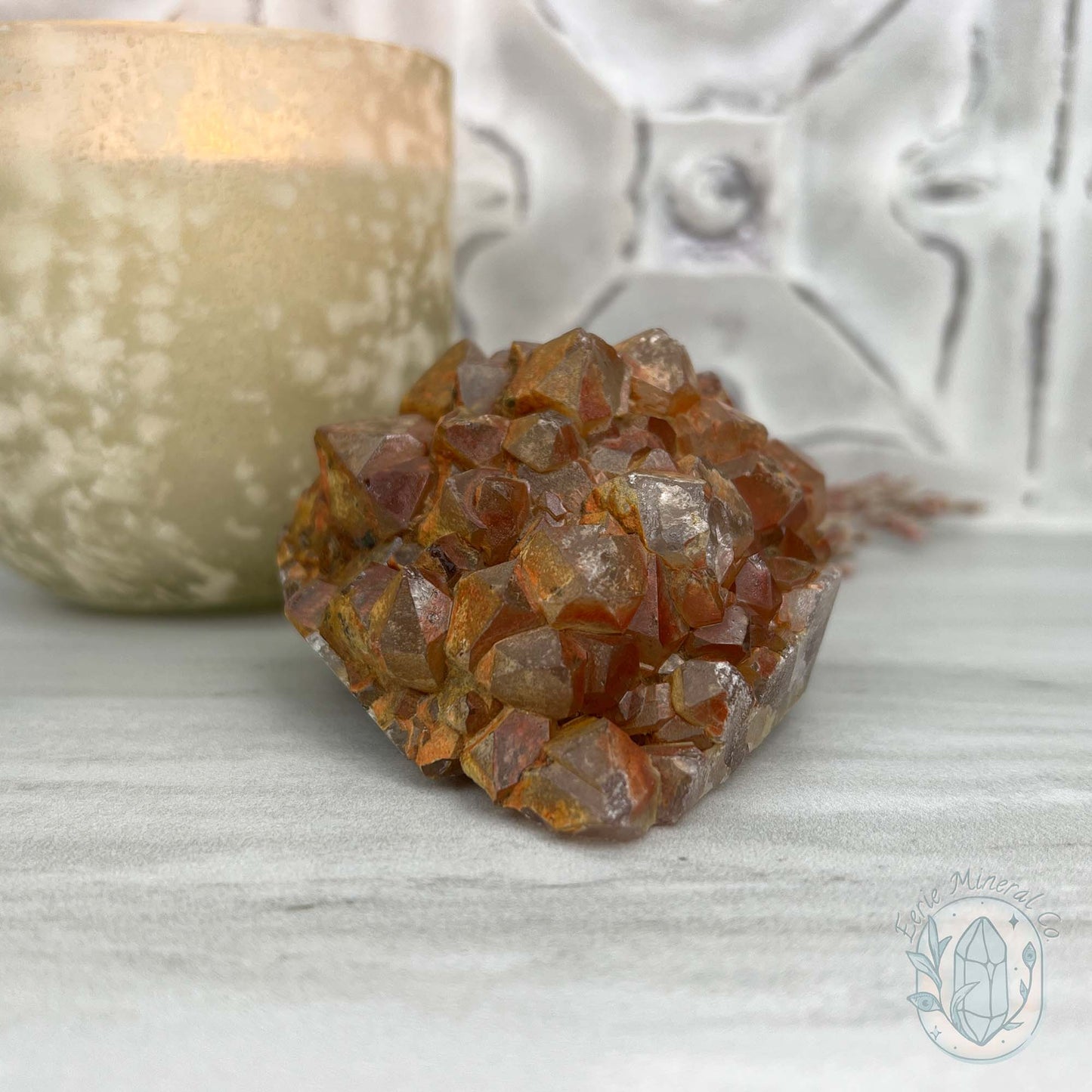 Quartz with Red Hematite Crystal Cluster Hedgehog Carving Specimen