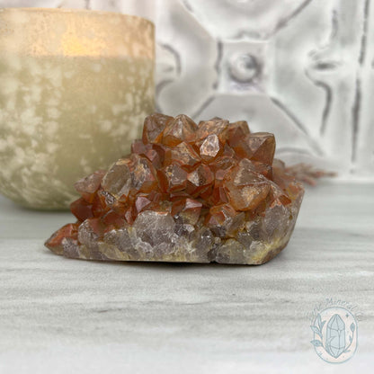 Quartz with Red Hematite Crystal Cluster Hedgehog Carving Specimen