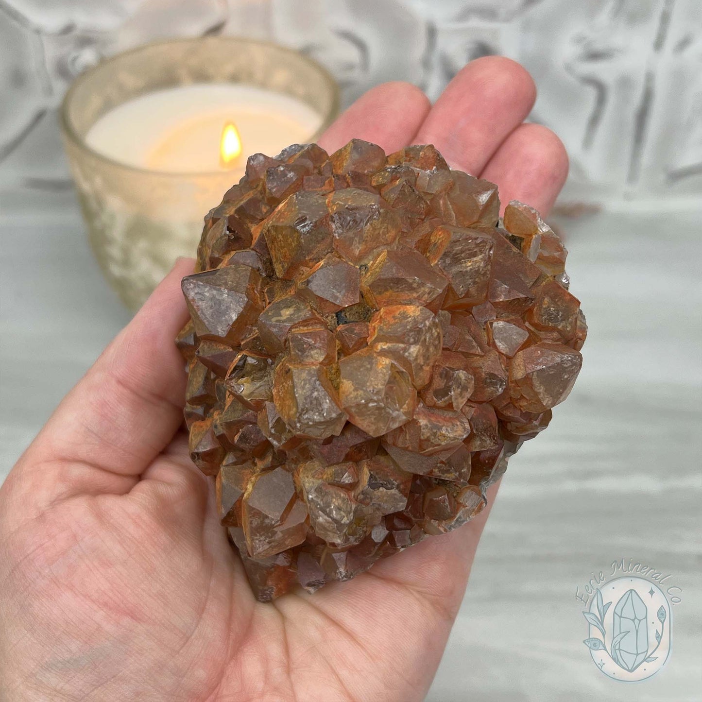 Quartz with Red Hematite Crystal Cluster Hedgehog Carving Specimen