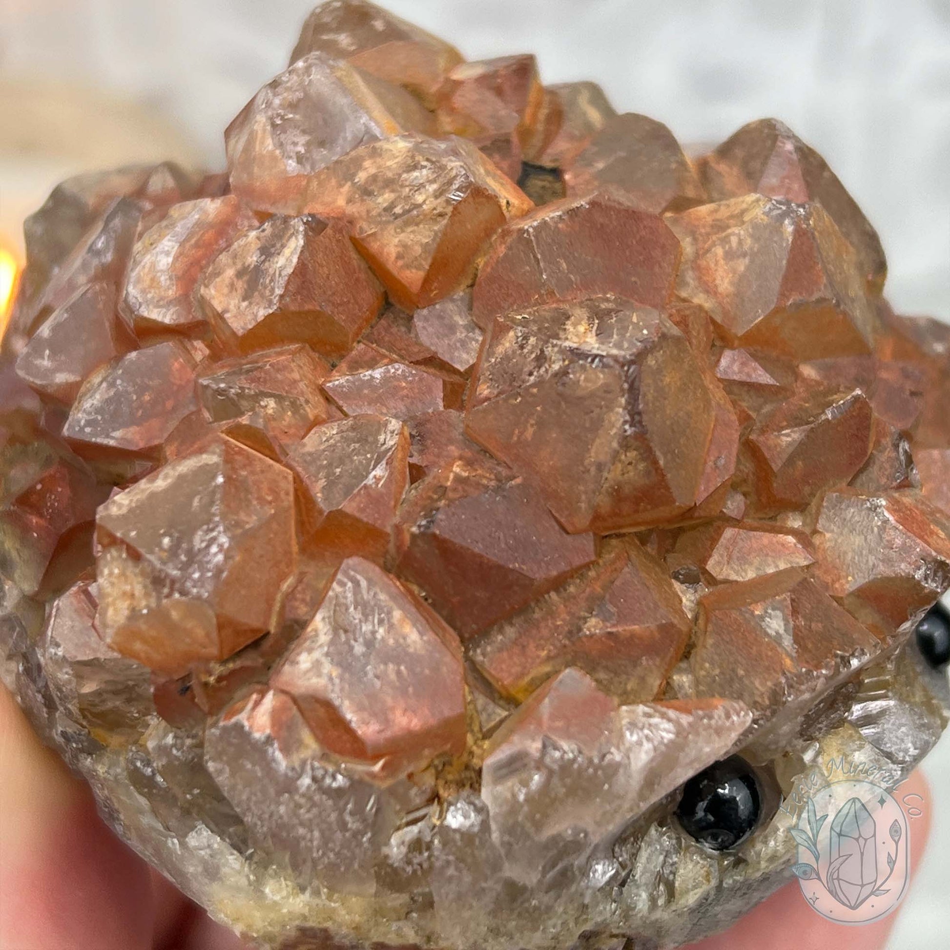 Quartz with Red Hematite Crystal Cluster Hedgehog Carving Specimen