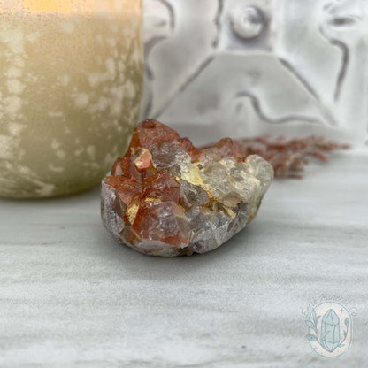 Quartz with Red Hematite Crystal Cluster Hedgehog Carving Specimen