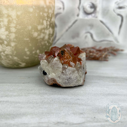 Quartz with Red Hematite Crystal Cluster Hedgehog Carving Specimen