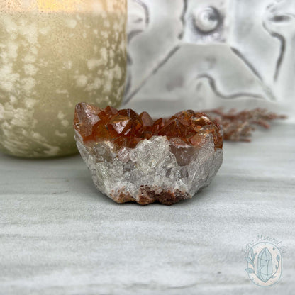 Quartz with Red Hematite Crystal Cluster Hedgehog Carving Specimen