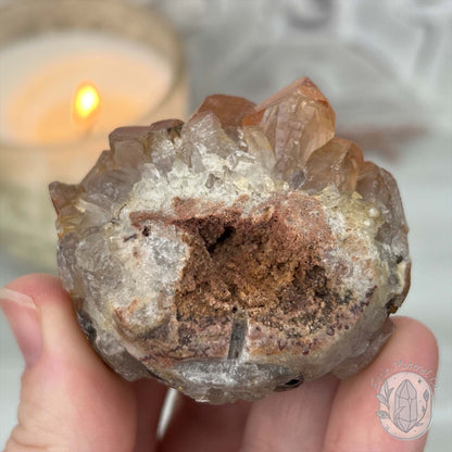 Quartz with Red Hematite Crystal Cluster Hedgehog Carving Specimen
