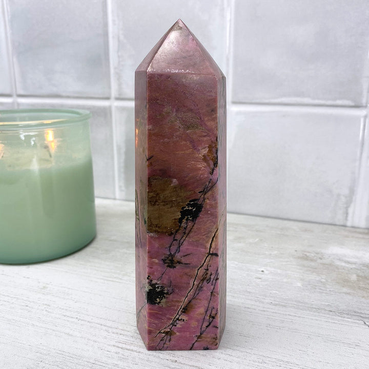 Large Polished Rhodonite Tower