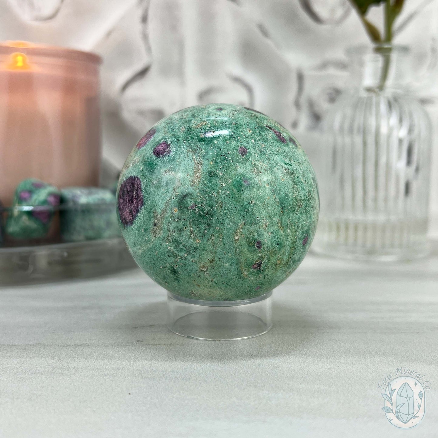 60mm UV Reactive Ruby Fuschite Sphere