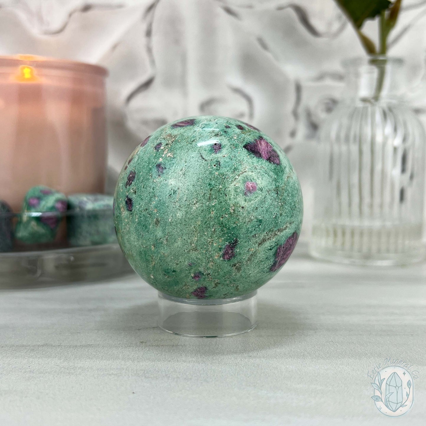 60mm UV Reactive Ruby Fuschite Sphere