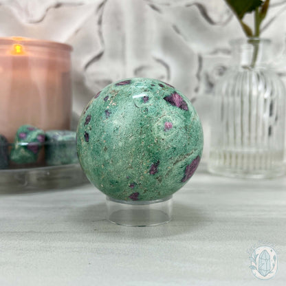 60mm UV Reactive Ruby Fuschite Sphere