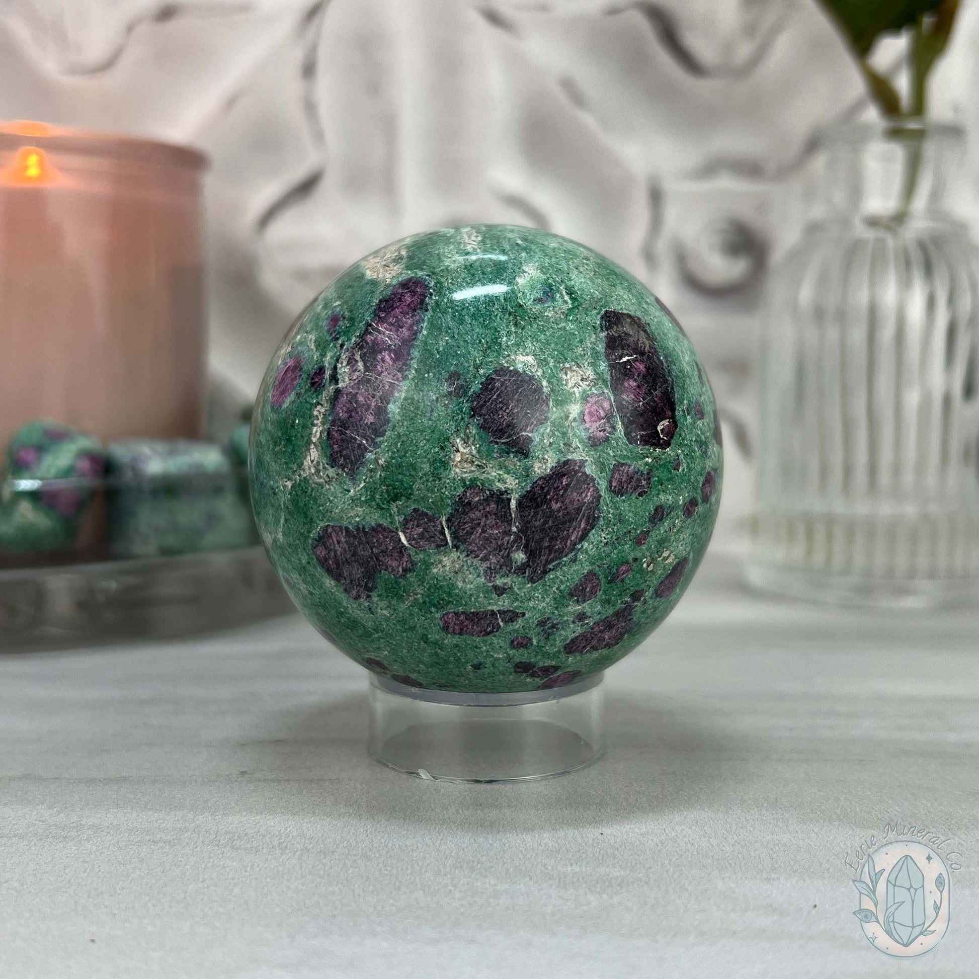 63mm Polished UV Reactive Ruby Fuschite Sphere