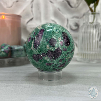 63mm Polished UV Reactive Ruby Fuschite Sphere