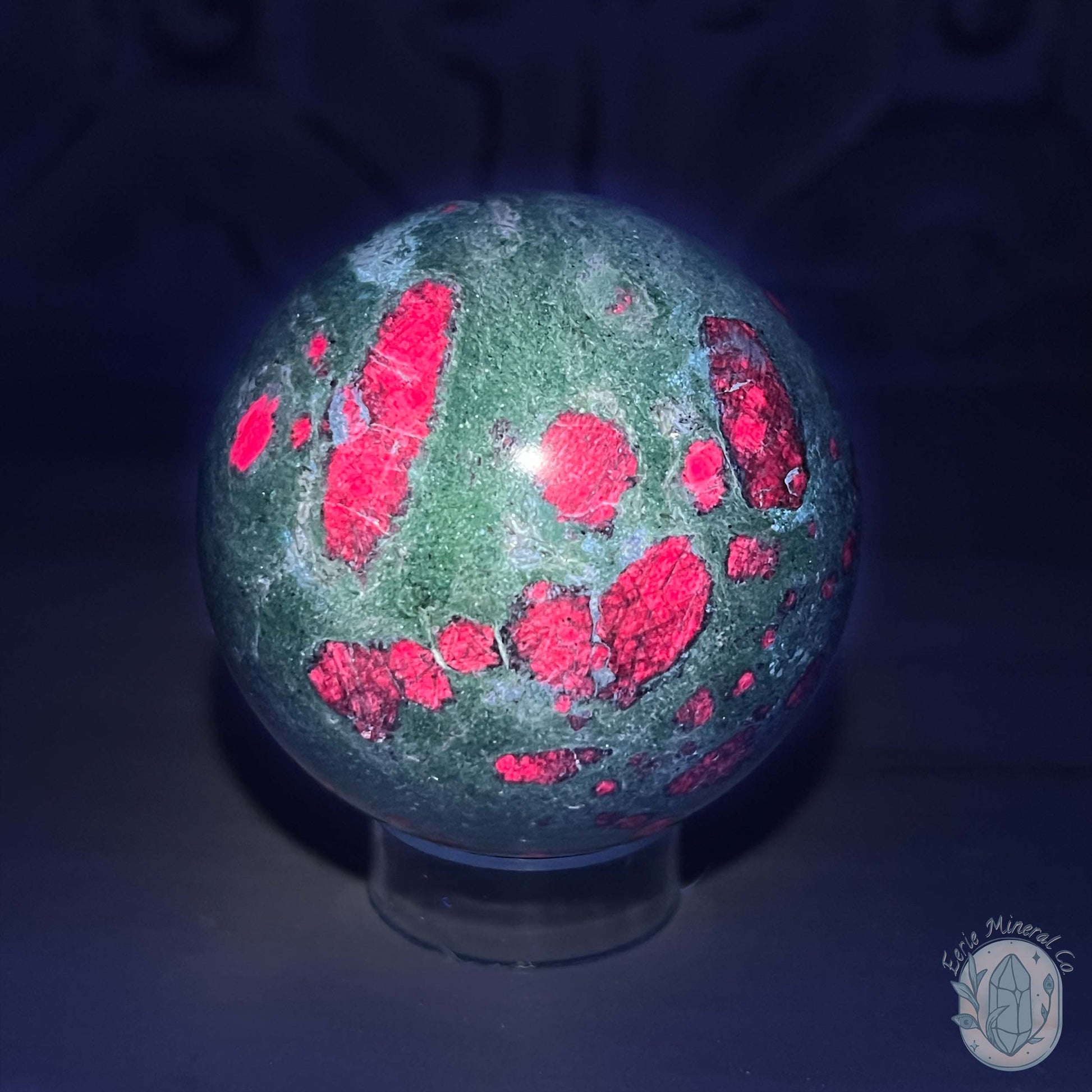 63mm Polished UV Reactive Ruby Fuschite Sphere