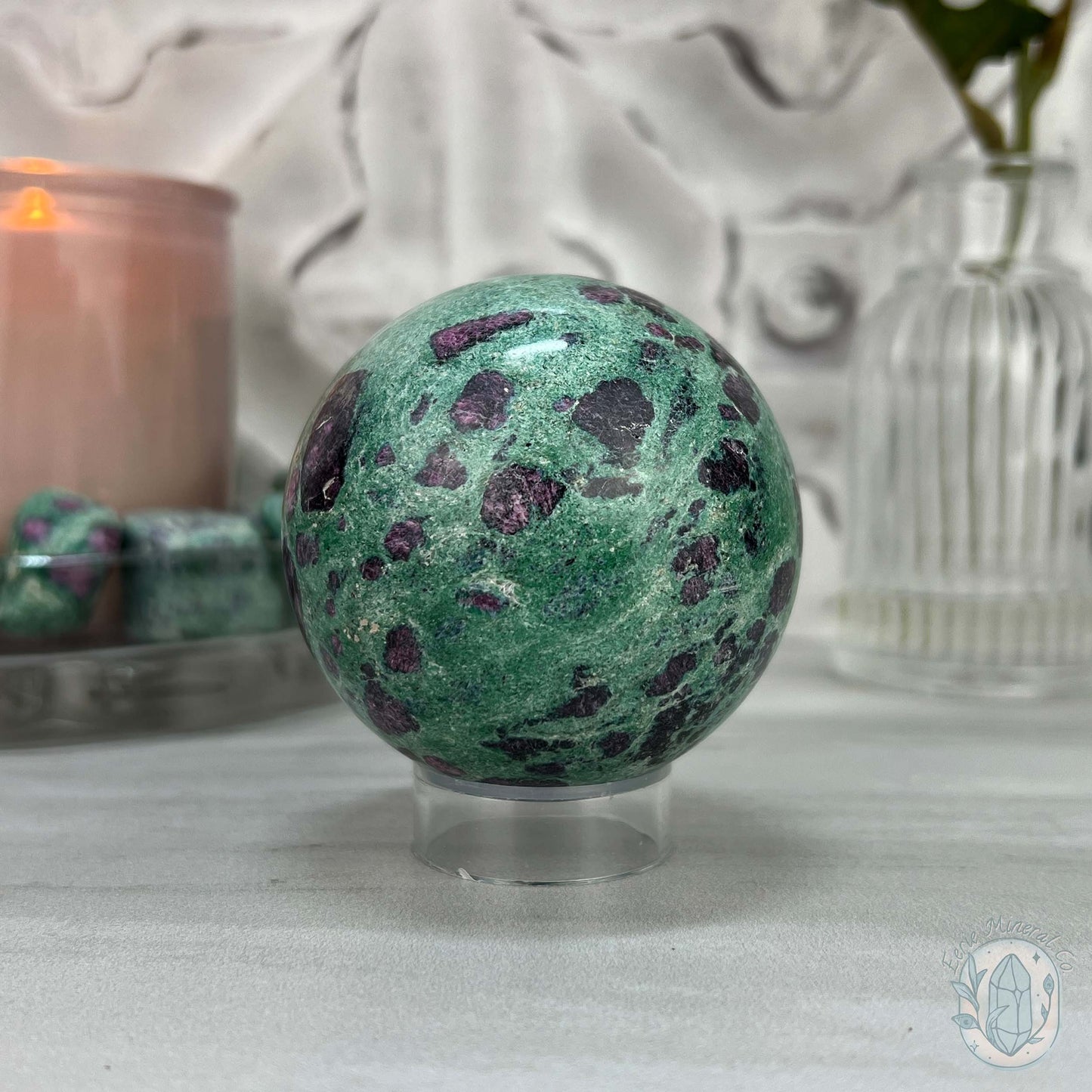 63mm Polished UV Reactive Ruby Fuschite Sphere