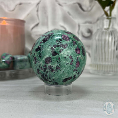 63mm Polished UV Reactive Ruby Fuschite Sphere