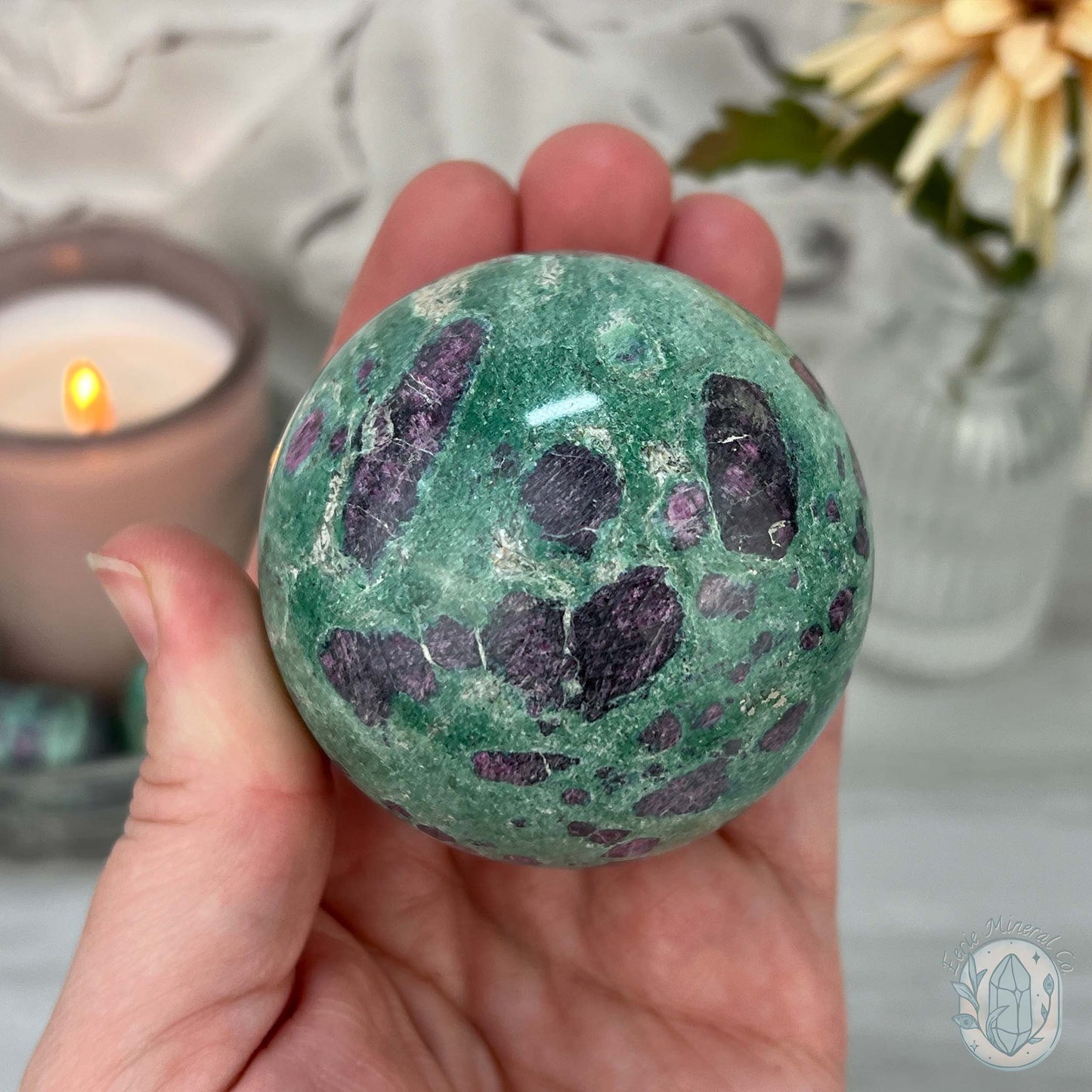 63mm Polished UV Reactive Ruby Fuschite Sphere