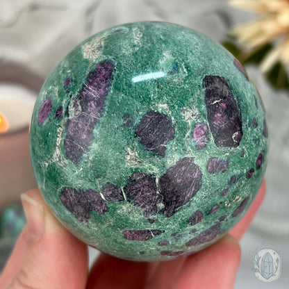 63mm Polished UV Reactive Ruby Fuschite Sphere