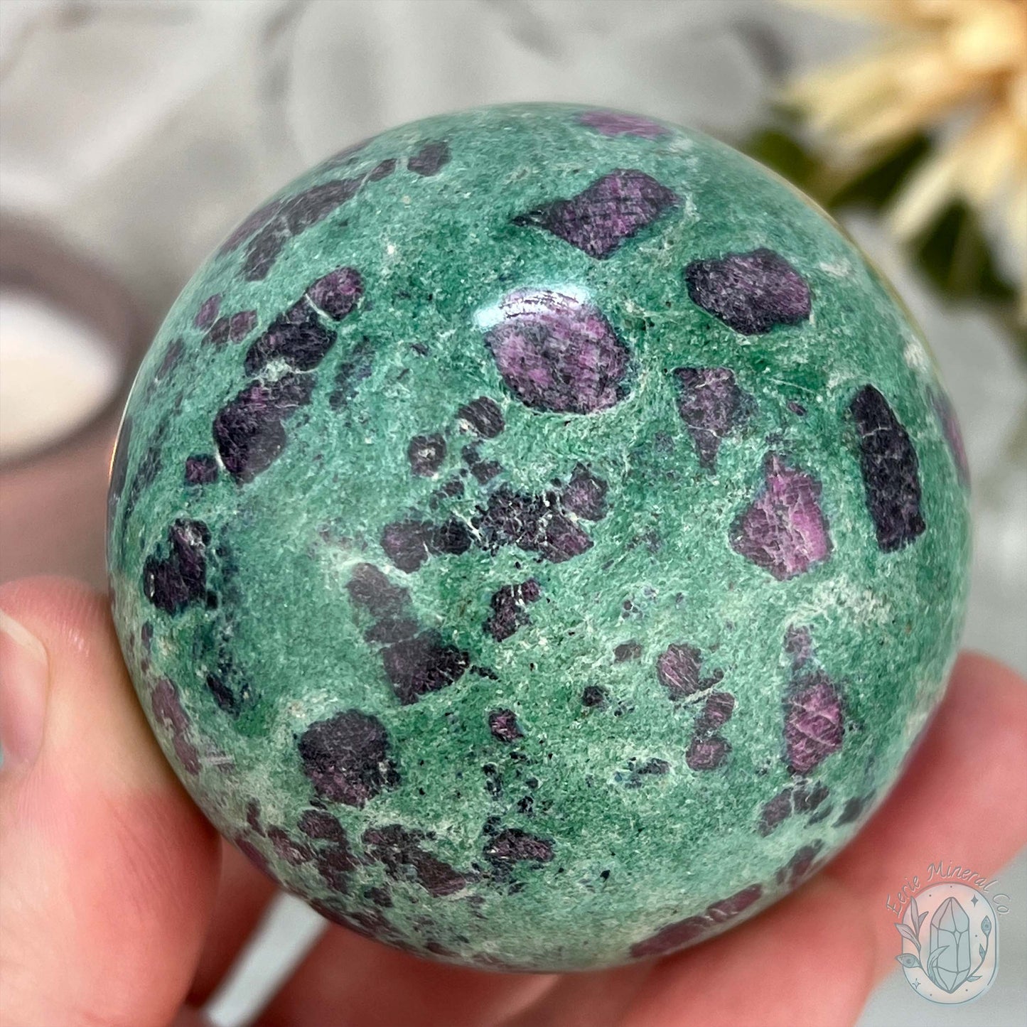 63mm Polished UV Reactive Ruby Fuschite Sphere