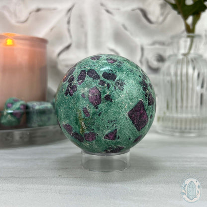 63mm Polished UV Reactive Ruby Fuschite Sphere