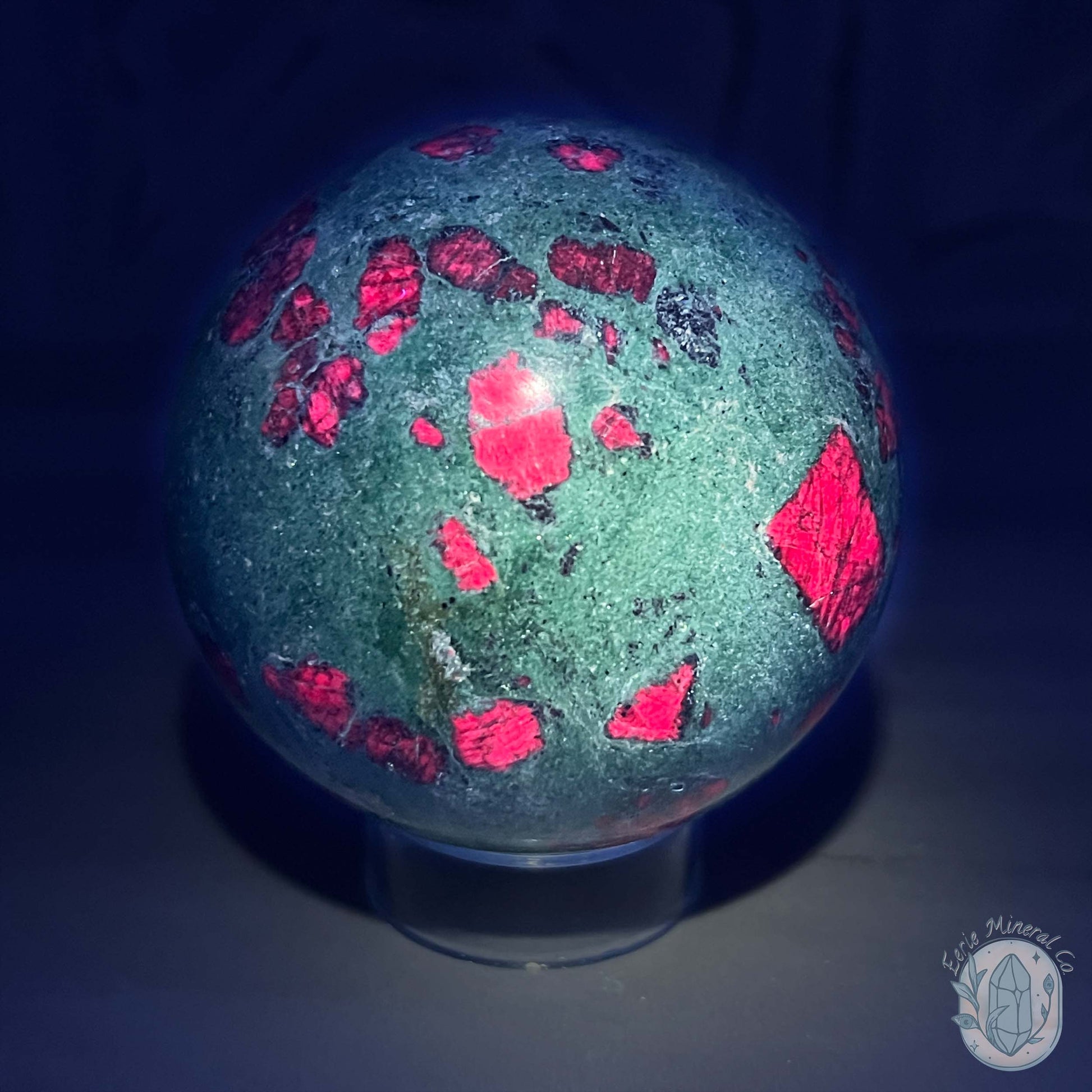 63mm Polished UV Reactive Ruby Fuschite Sphere