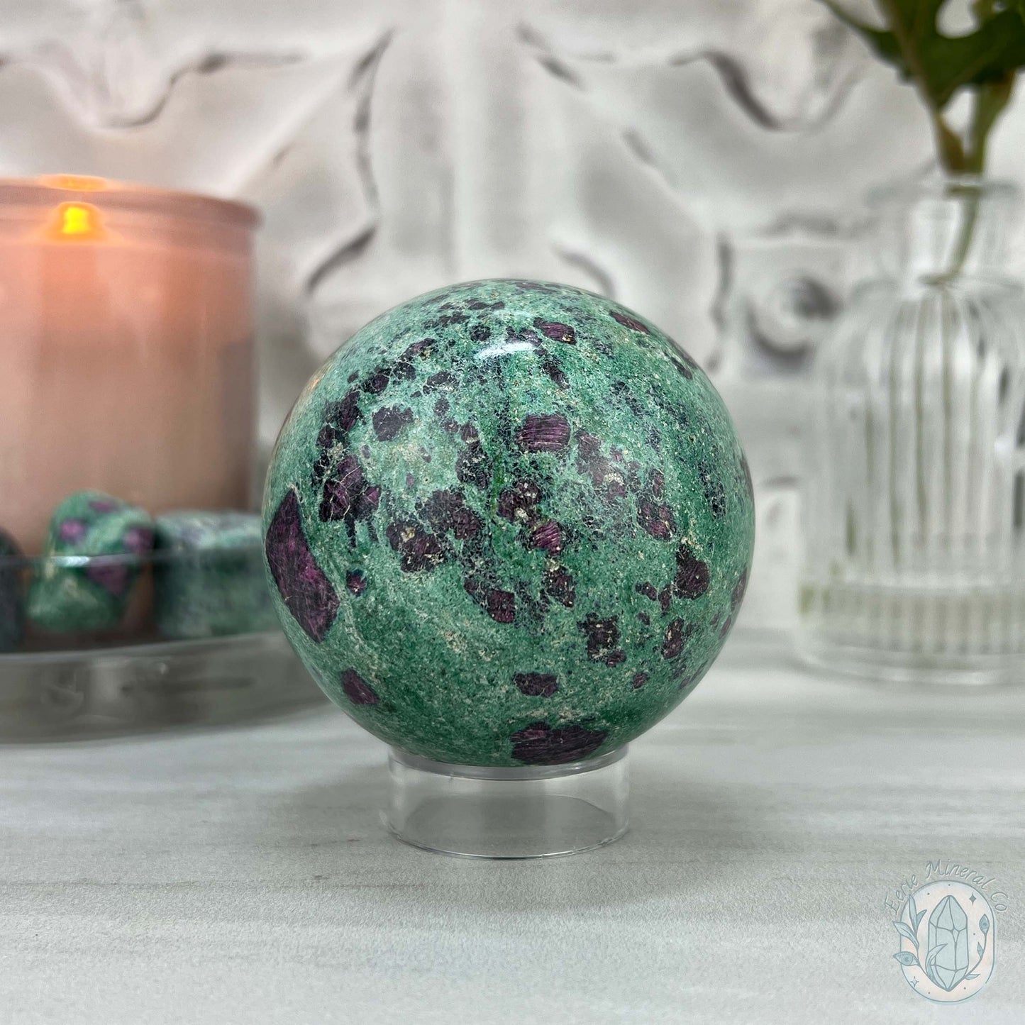 63mm Polished UV Reactive Ruby Fuschite Sphere