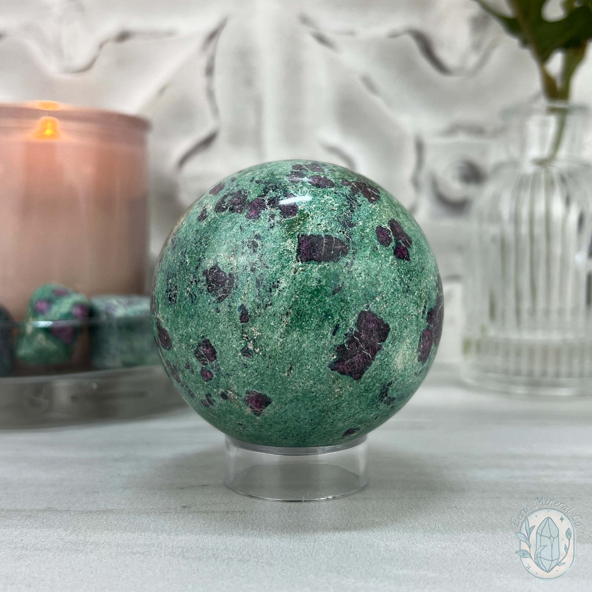 63mm Polished UV Reactive Ruby Fuschite Sphere