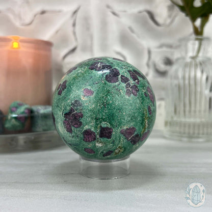 63mm Polished UV Reactive Ruby Fuschite Sphere