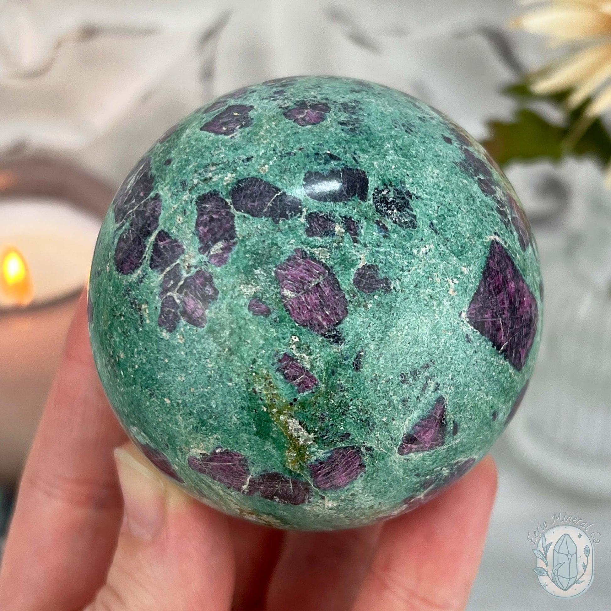 63mm Polished UV Reactive Ruby Fuschite Sphere