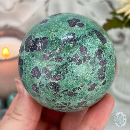 63mm Polished UV Reactive Ruby Fuschite Sphere
