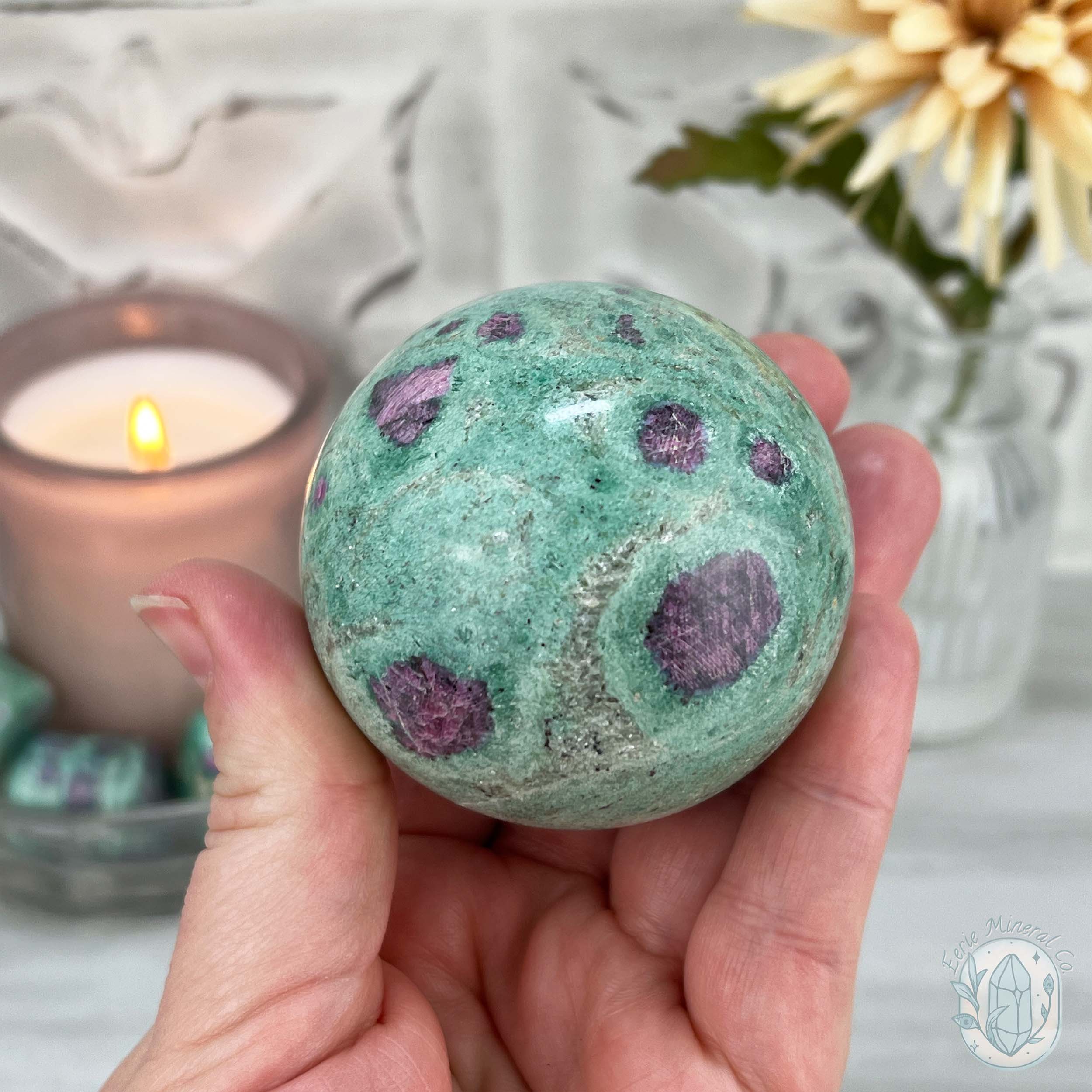 60mm UV Reactive Ruby Fuschite Sphere | Crystal Spheres for Sale