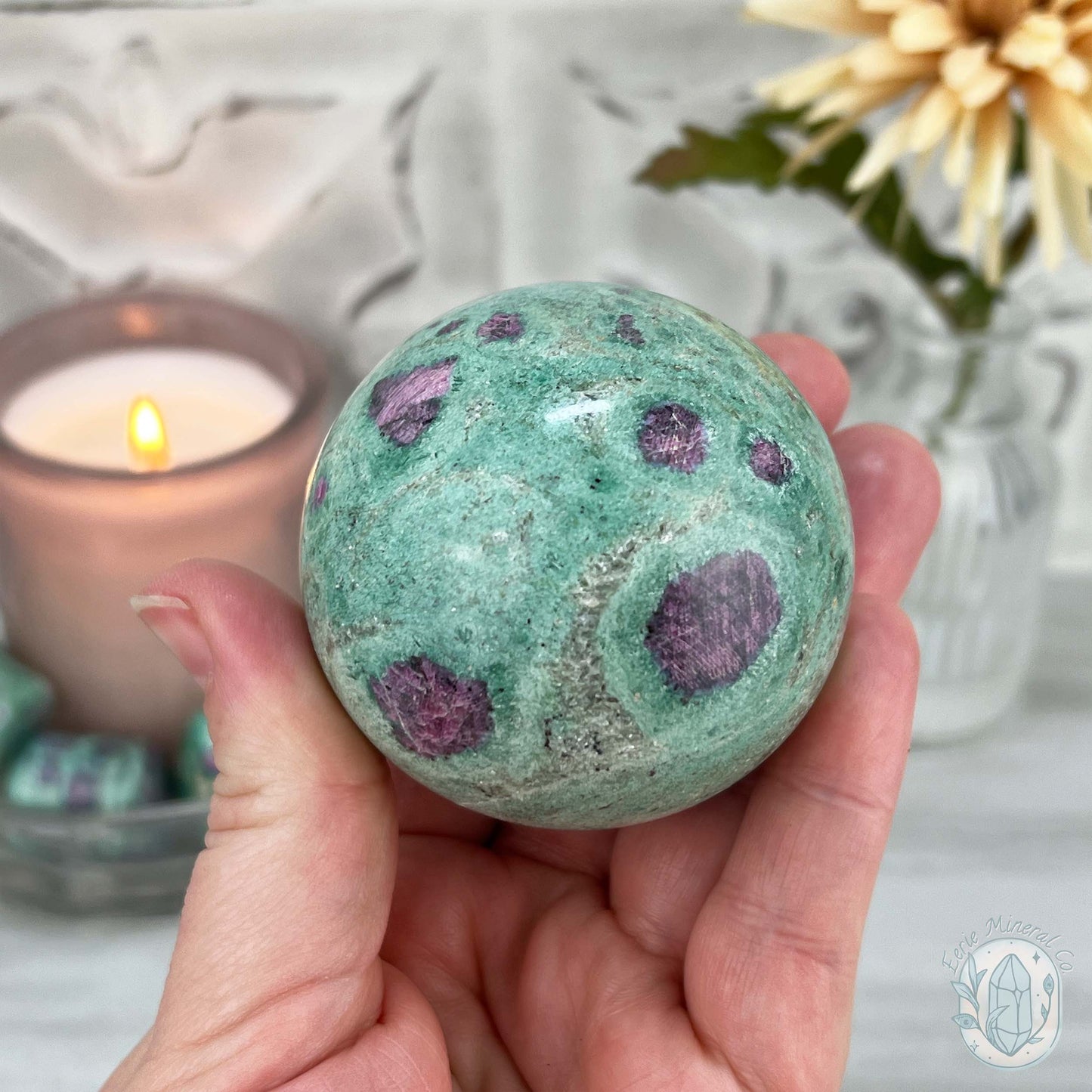 60mm UV Reactive Ruby Fuschite Sphere