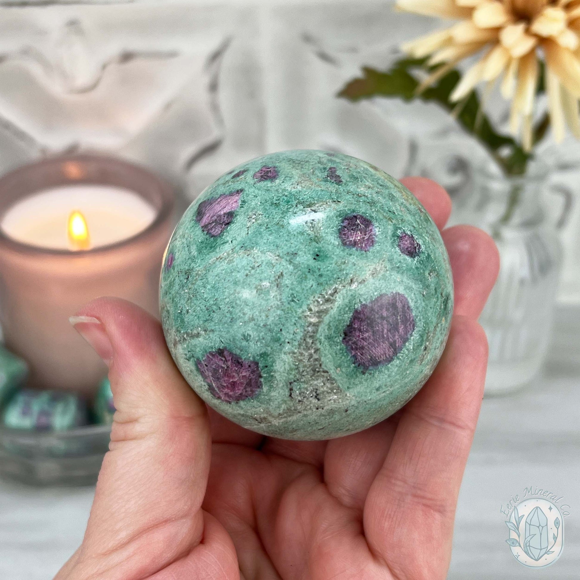 60mm UV Reactive Ruby Fuschite Sphere