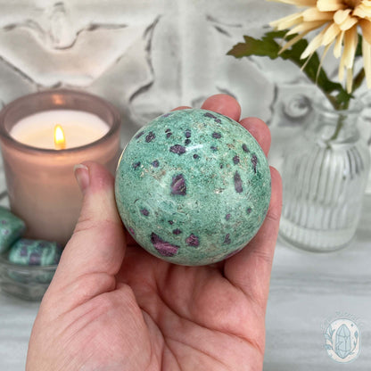 60mm UV Reactive Ruby Fuschite Sphere