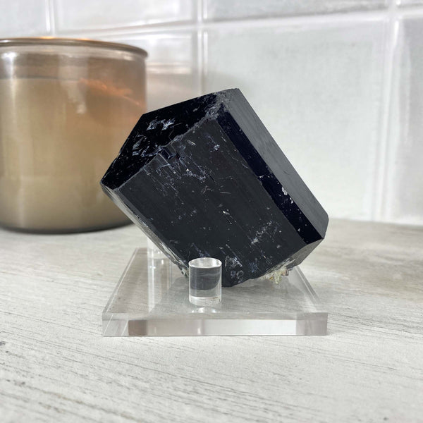 Erongo Mountain Schorl (black tourmaline) with Hyalite Specimen
