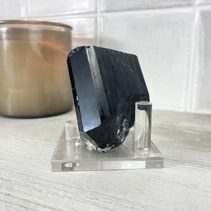 Erongo Mountain Schorl (black tourmaline) with Hyalite Specimen