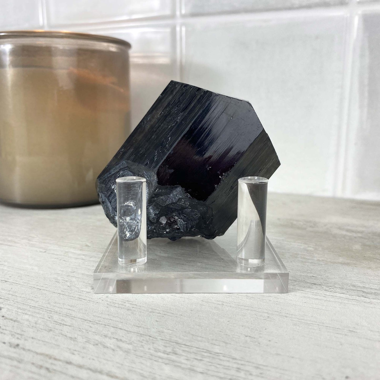 Erongo Mountain Schorl (black tourmaline) with Hyalite Specimen