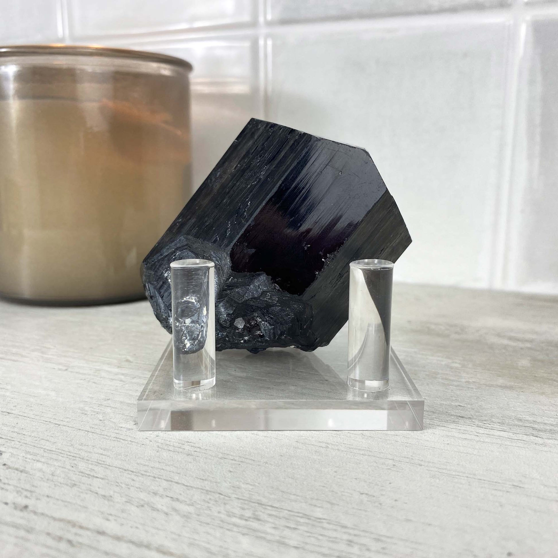 Erongo Mountain Schorl (black tourmaline) with Hyalite Specimen